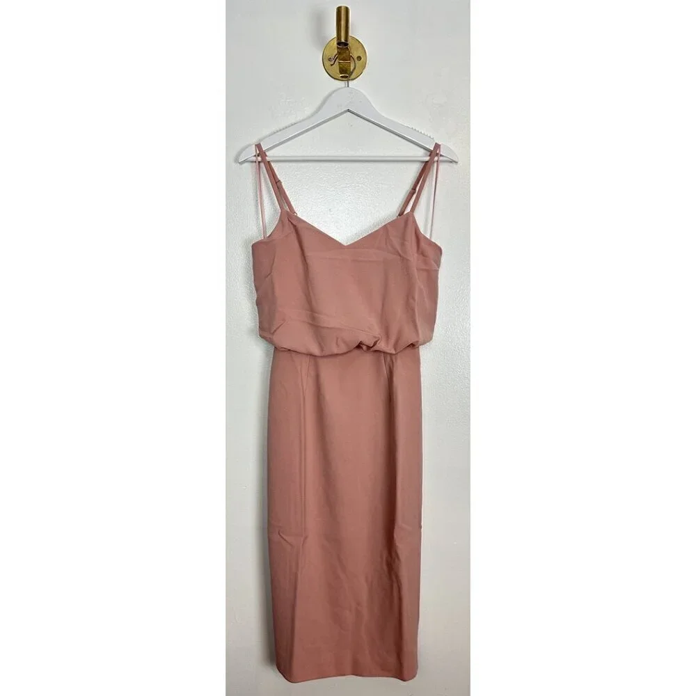 DRESS THE POPULATION Alondra Blouson Sheath Dress in Blush Size Small